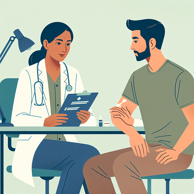 patient consulting with a dermatologist