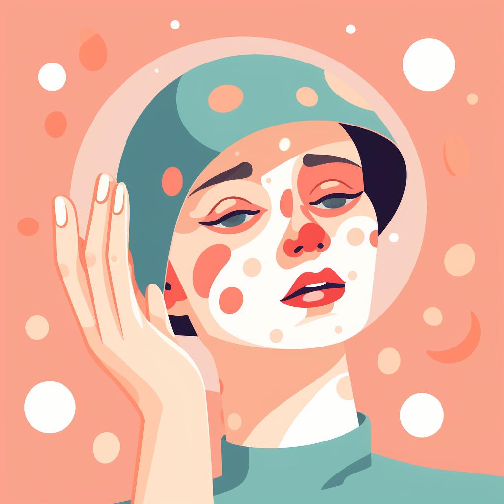 Hands applying acne cream to a face