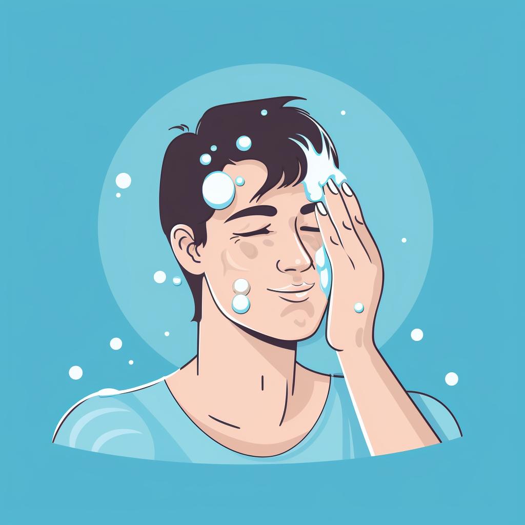 Person washing face with acne face wash