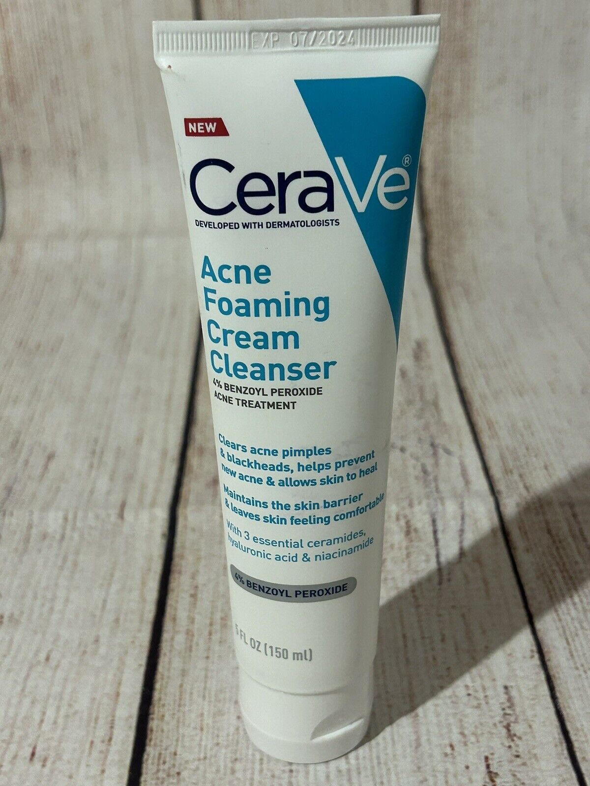 Bottle of CeraVe Acne Foaming Cream Cleanser